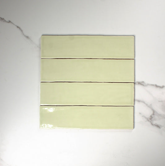 handmade gloss celery 75x300mm top view