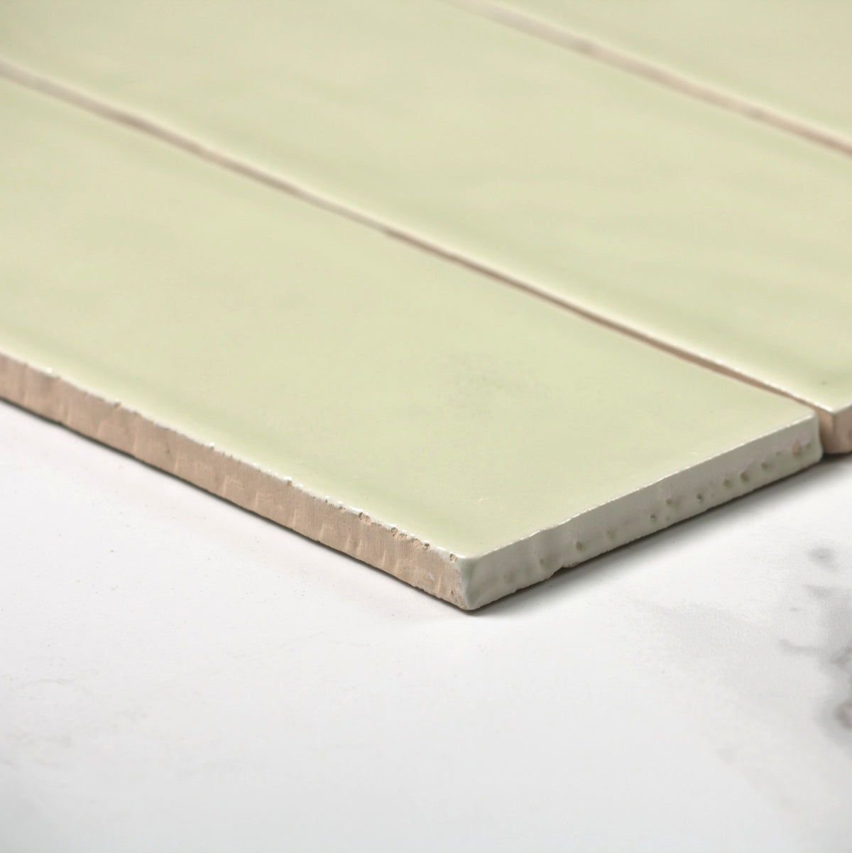 handmade gloss celery 75x300mm angle view