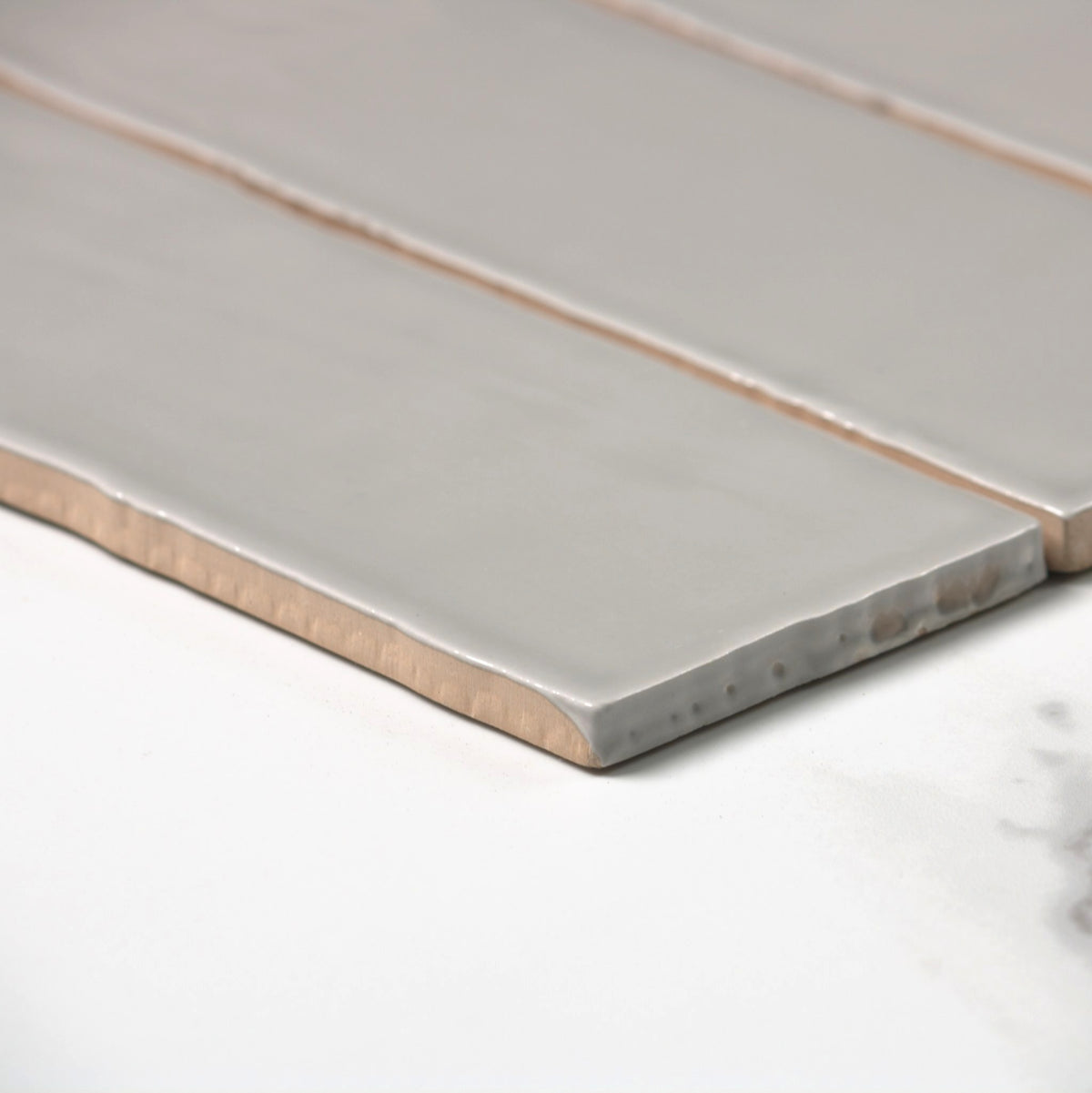 handmade gloss grey 75x300mm angle view