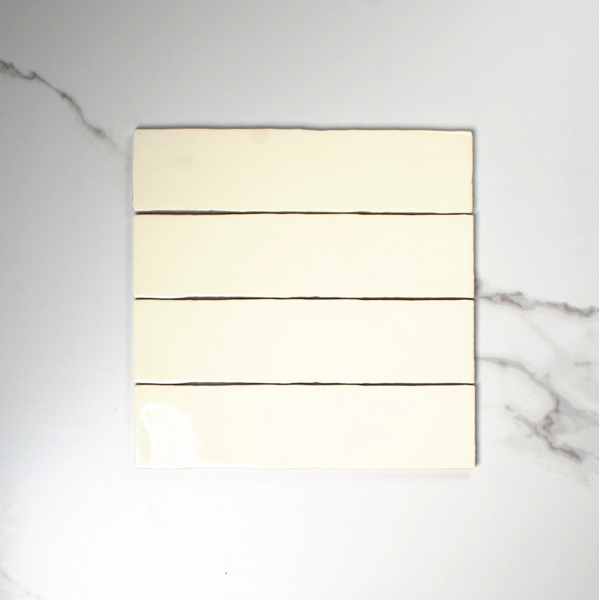 handmade gloss ivory 75x300mm top view