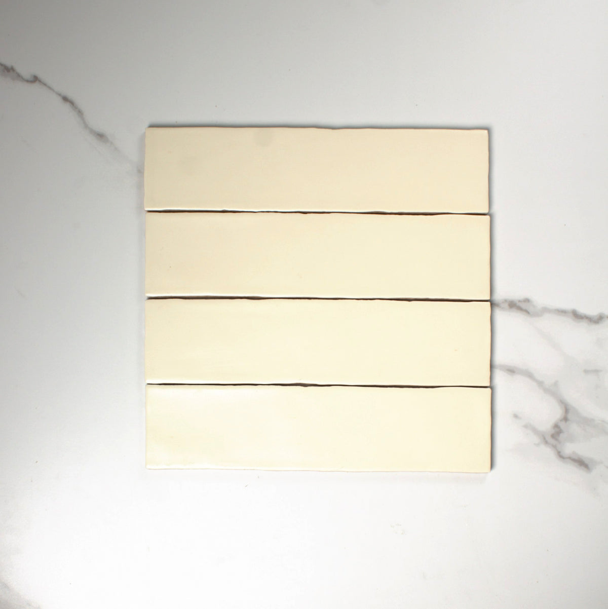 handmade gloss ivory 75x300mm top view