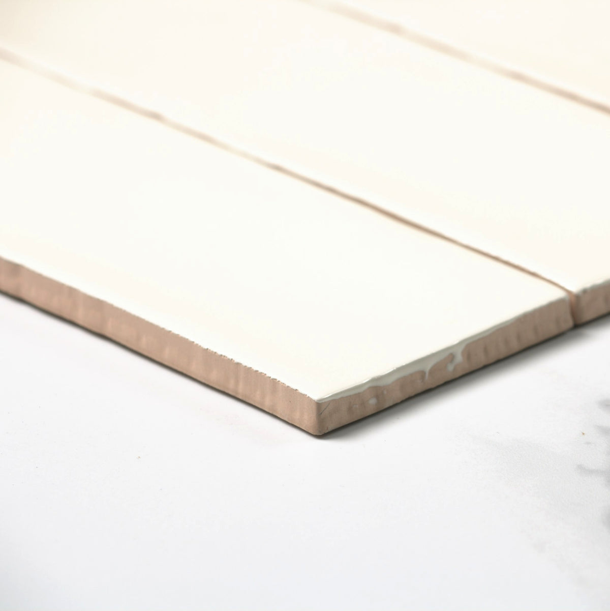 handmade gloss ivory 75x300mm angle view