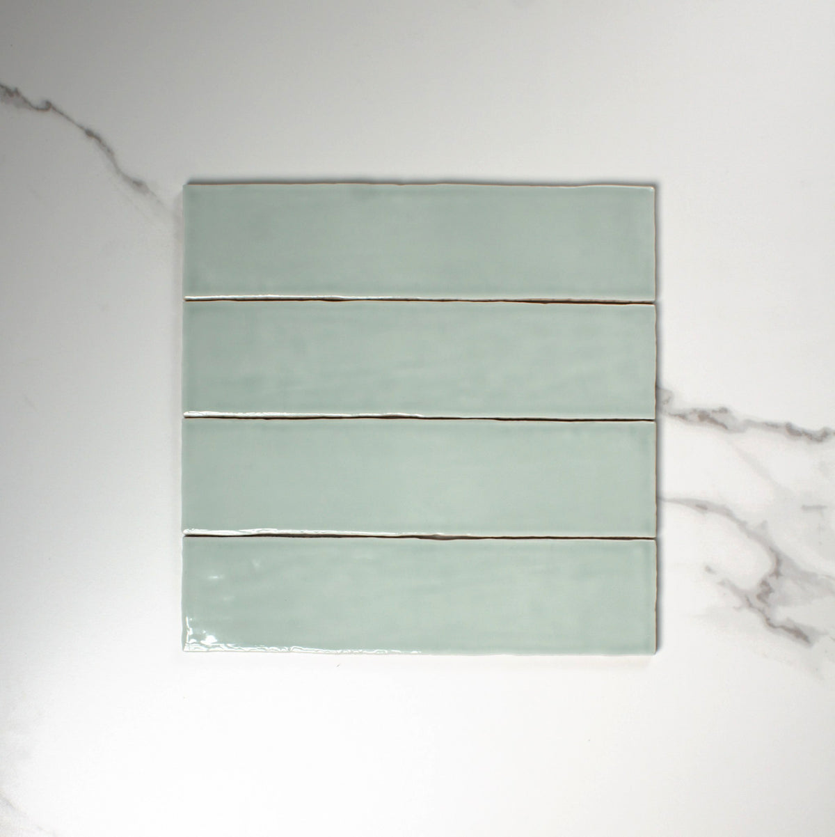 handmade gloss menta 75x300mm top view