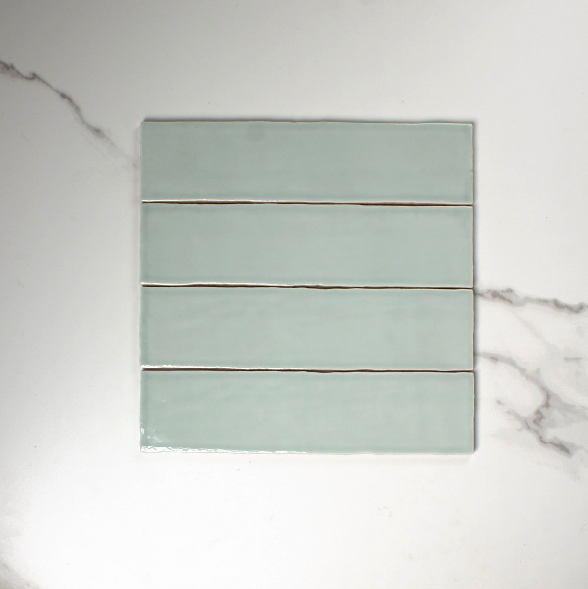 handmade gloss menta 75x300mm top view