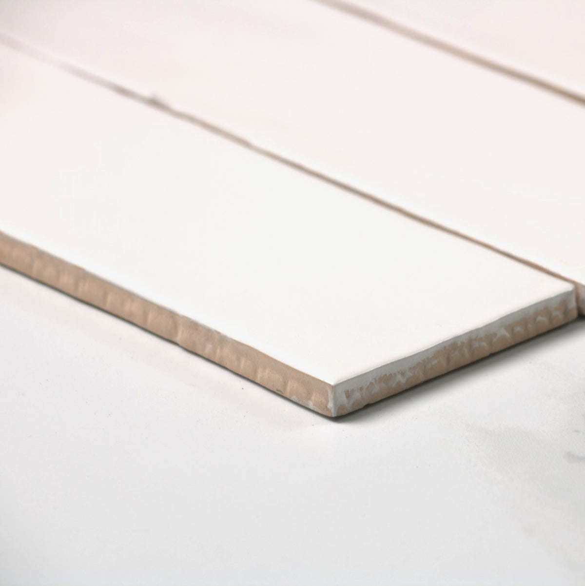 handmade gloss milky white 75x300mm angle view