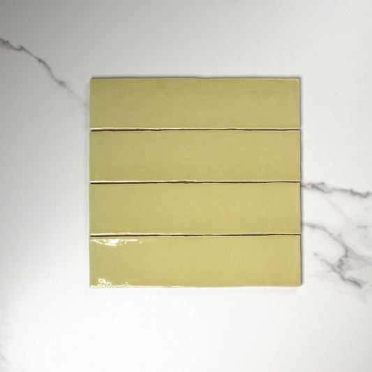 handmade gloss pistachio 75x300mm top view