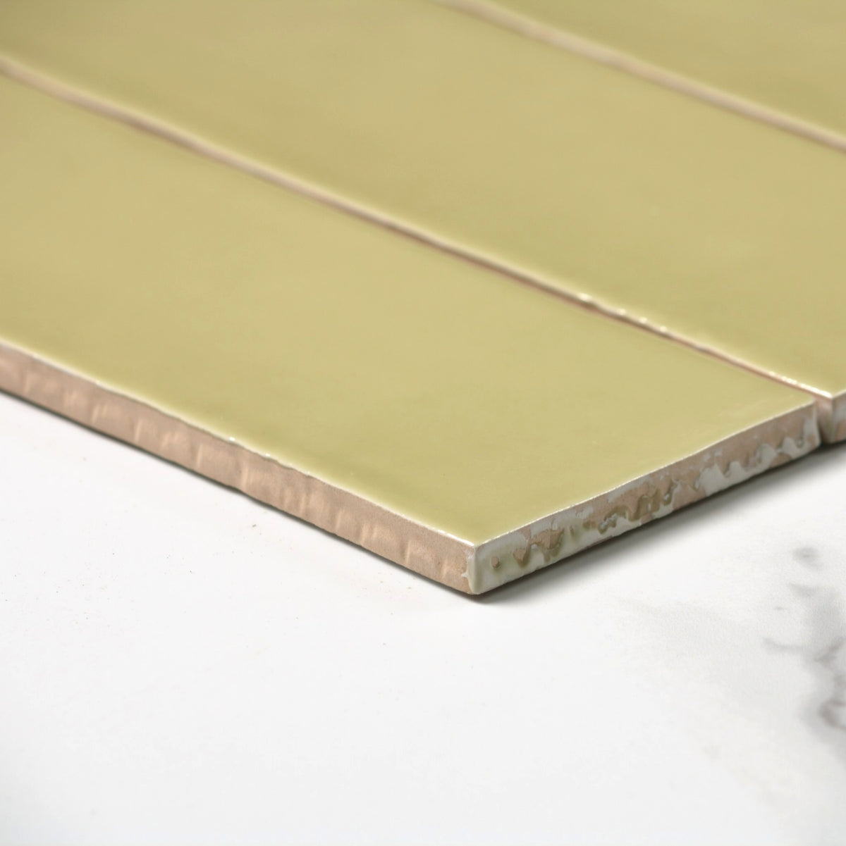 handmade gloss pistachio 75x300mm angle view