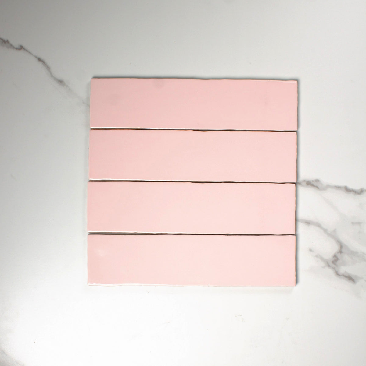 handmade gloss soft pink 75x300mm top view