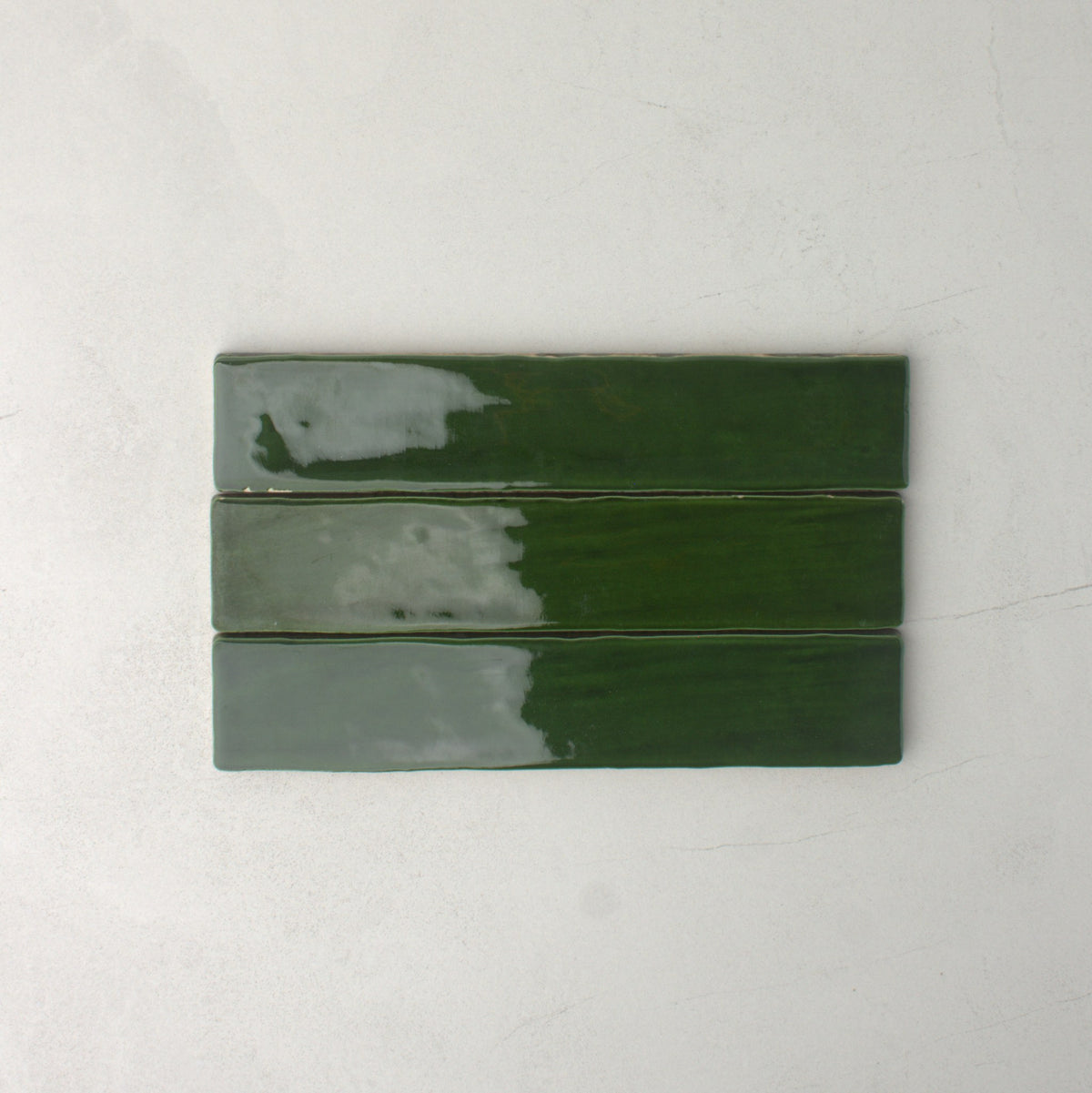 Spanish Handmade Gloss Verde Cobre 75x300mm top view