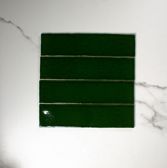 handmade gloss verde cobre 75x300mm top view