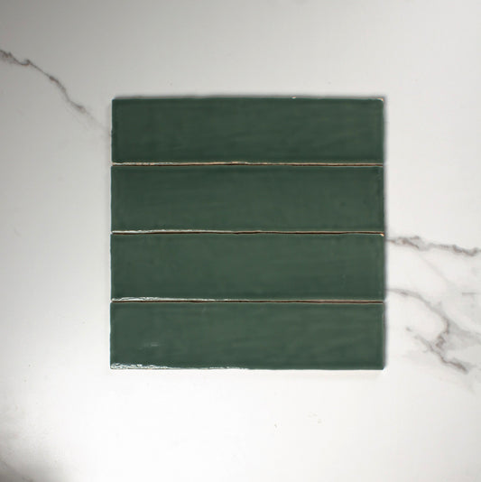 handmade gloss verde militare 75x300mm top view