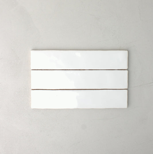 Spanish Handmade Gloss White 75x300mm top view