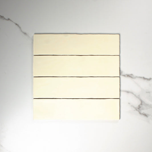 handmade matt ivory 75x300mm top view