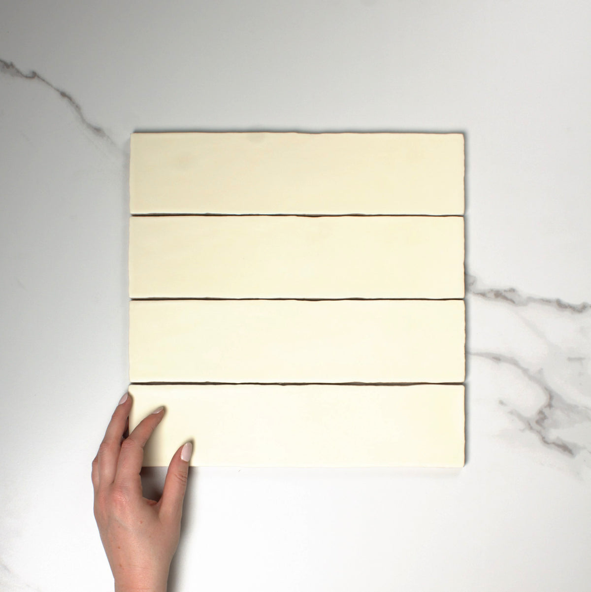handmade matt ivory 75x300mm top view