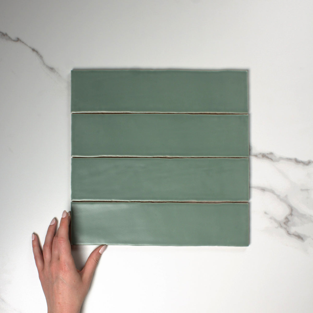 handmade matt jade 75x300mm top view