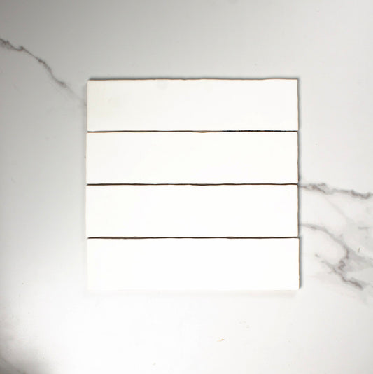 handmade matt white 75x300mm top view