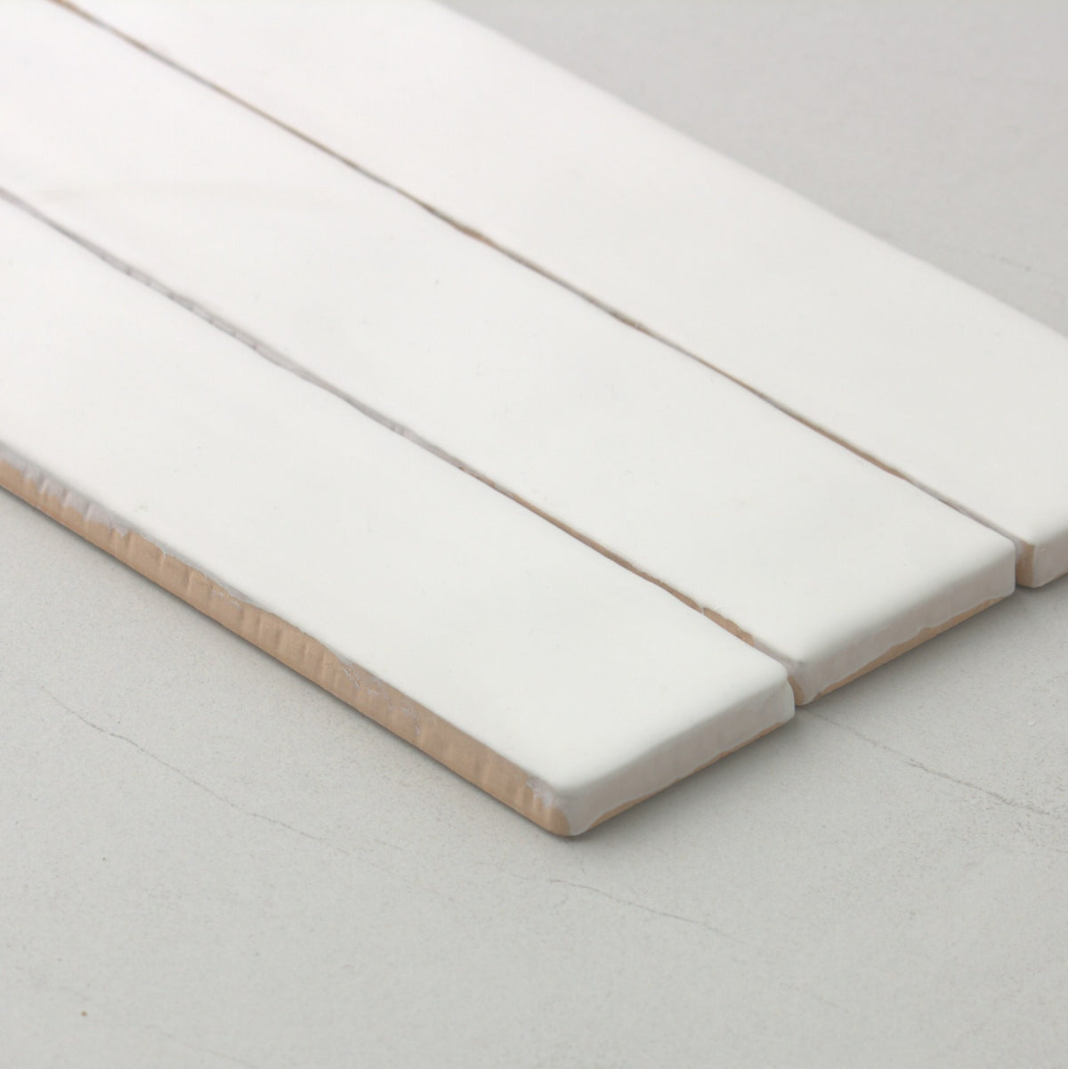 Spanish Handmade Matt White 75x300mm angle view