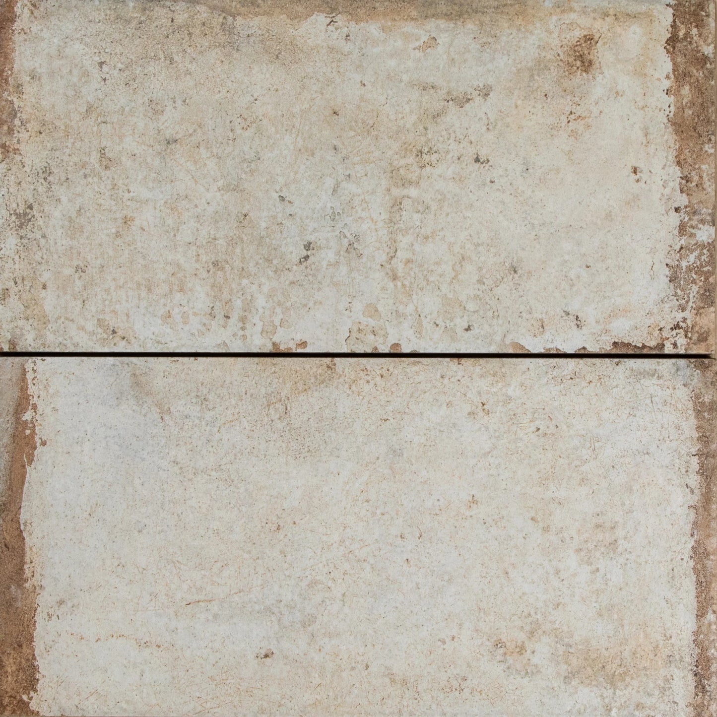 Close-up texture detail of Havana Sugar Cane 200x400mm tiles showing a weathered, aged finish in warm cream and sandy beige tones with rustic surface variation.
