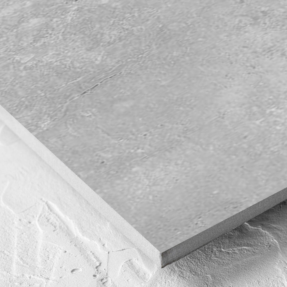 Corner close-up of the Kross Light Grey Matt Smooth Grip 300x600mm tile showing the tile surface and the edge profile