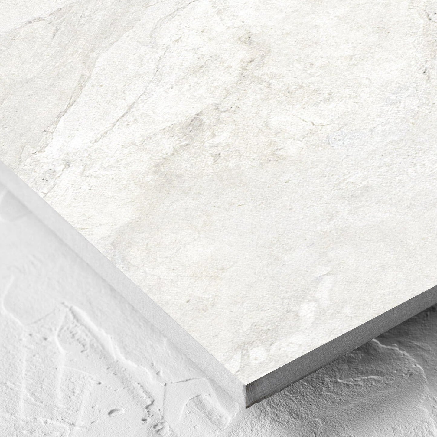 Corner close-up of the Lakestone White Matt 300x600mm tile showing the matt surface and the edge profile