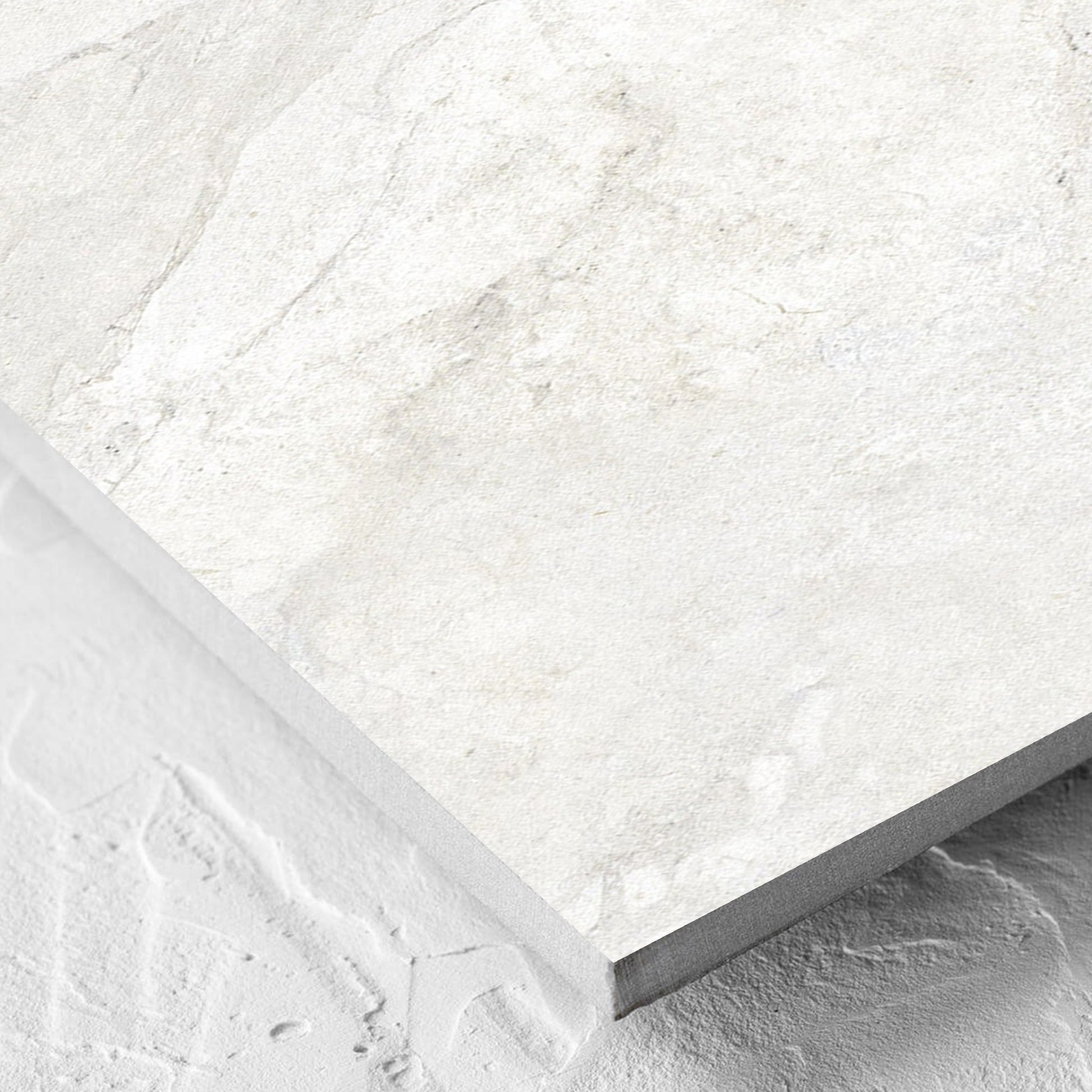 Corner close-up of the Lakestone White Matt 300x600mm tile showing the matt surface and the edge profile