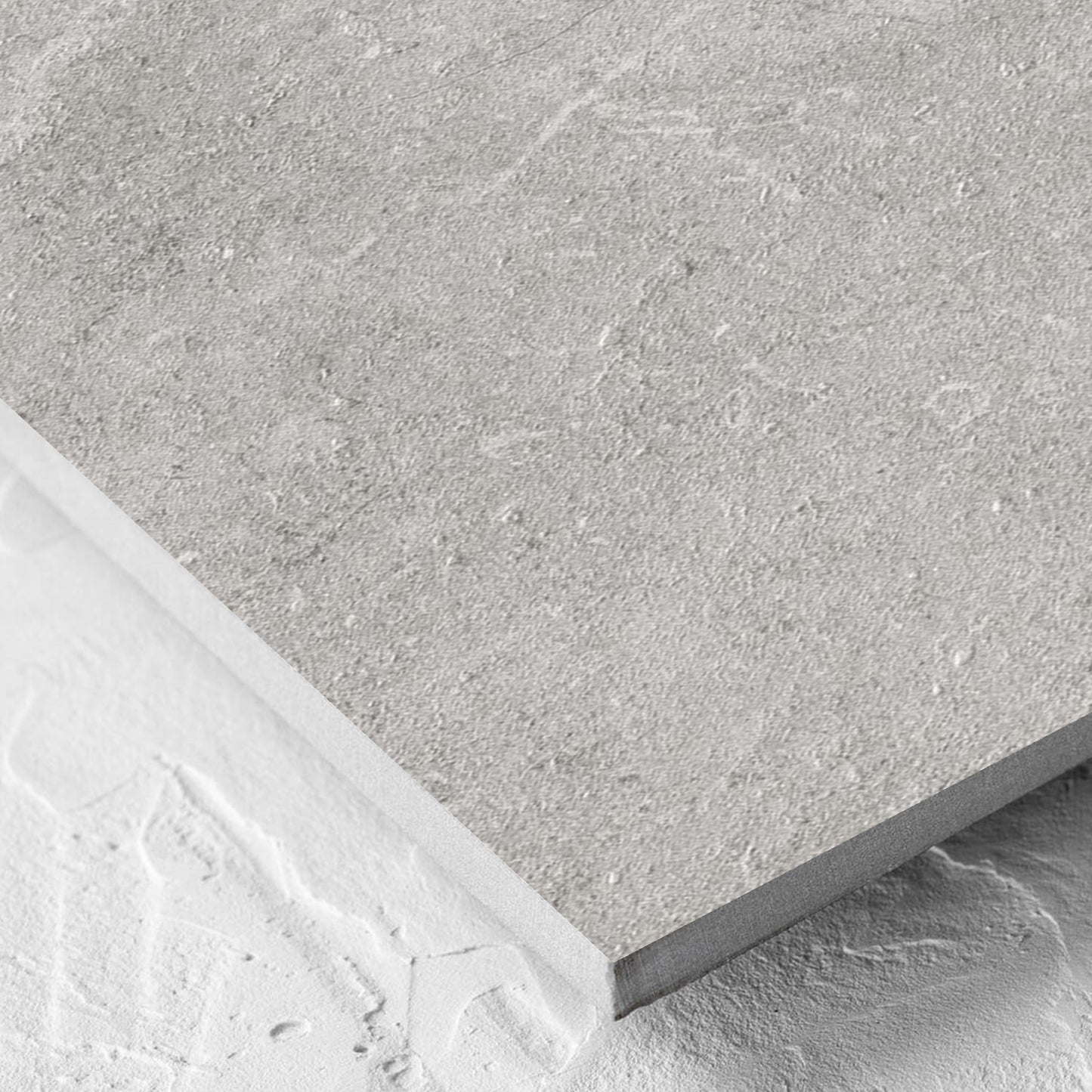 Corner close-up of the Lusso Grigio Matt 300x600mm tile showing the matt surface and the edge profile