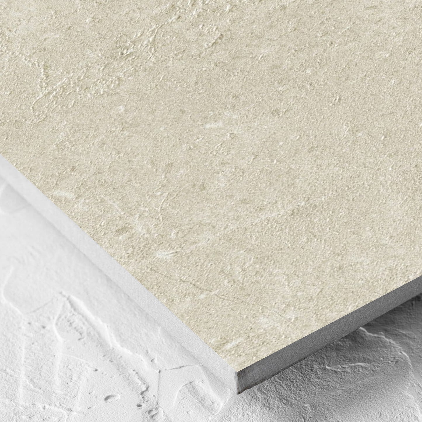 Corner close-up of the Lusso Naturale Amber 300x600mm tile showing the matt surface and the edge profile