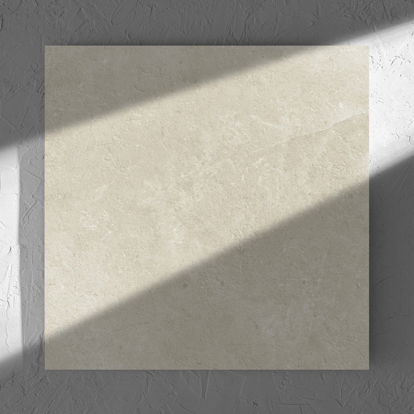 Lusso Naturale Matt 600x600mm tile in soft natural window light, showing the matt surface