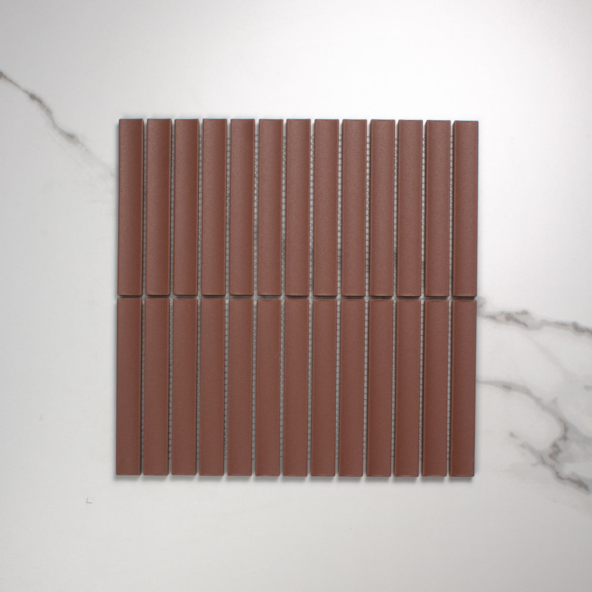 Marlowe Terracotta Concave Speckled Matt Rectangle 20x145mm top view