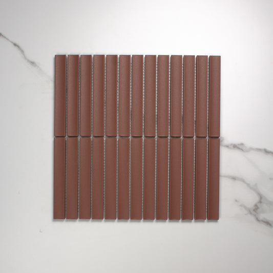 Marlowe Terracotta Concave Speckled Matt Rectangle 20x145mm top view