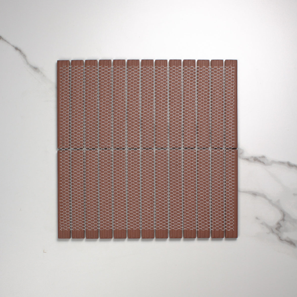 Marlowe Terracotta Concave Speckled Matt Rectangle 20x145mm top view