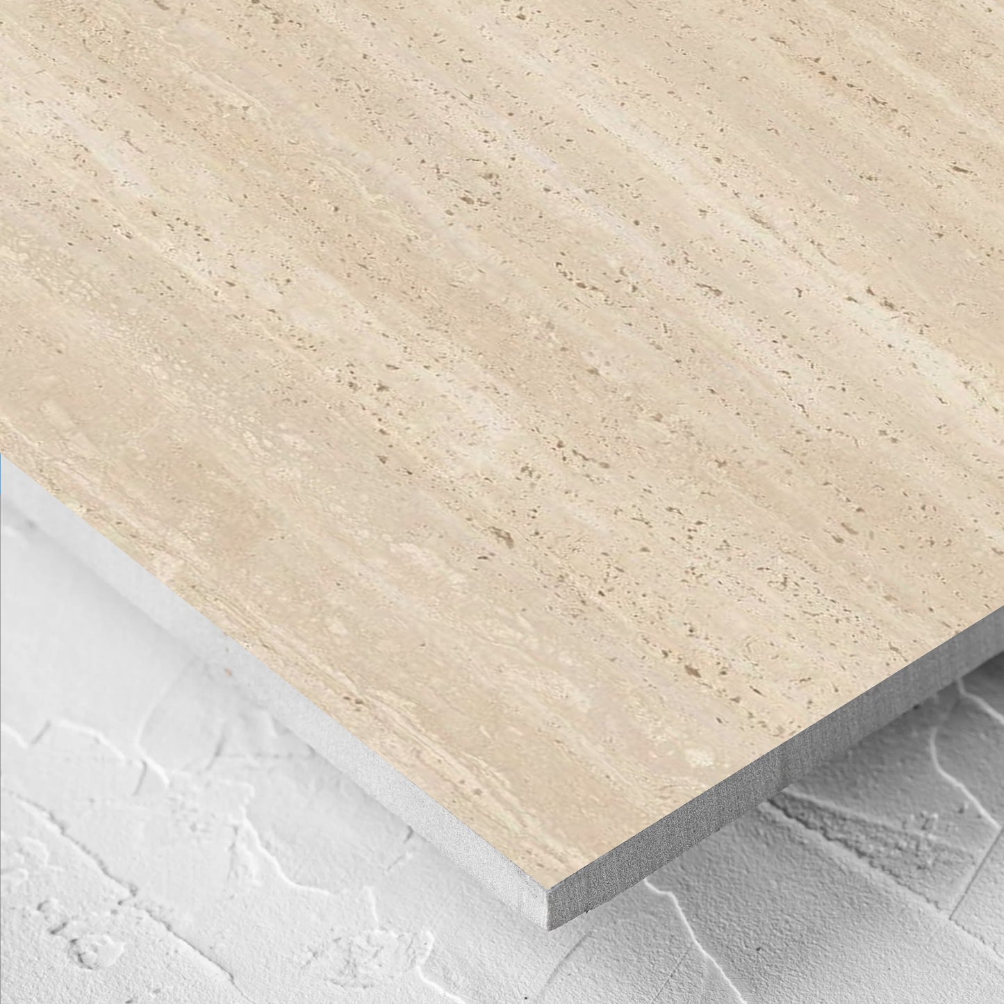 Close-up of the Tallow Vein Cut Travertine Look Beige 600x1200mm tile showing the tile surface in detail