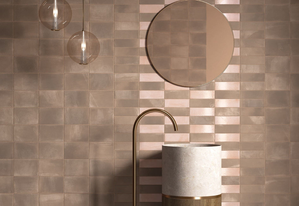 Miyako Amber Brown Matt 50x150mm bathroom wall
