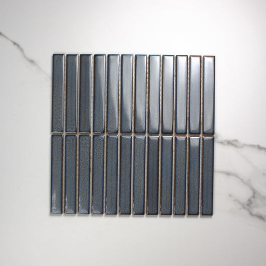 Mottled Grey Gloss KitKat Straight Bone Pattern 22x145mm top view