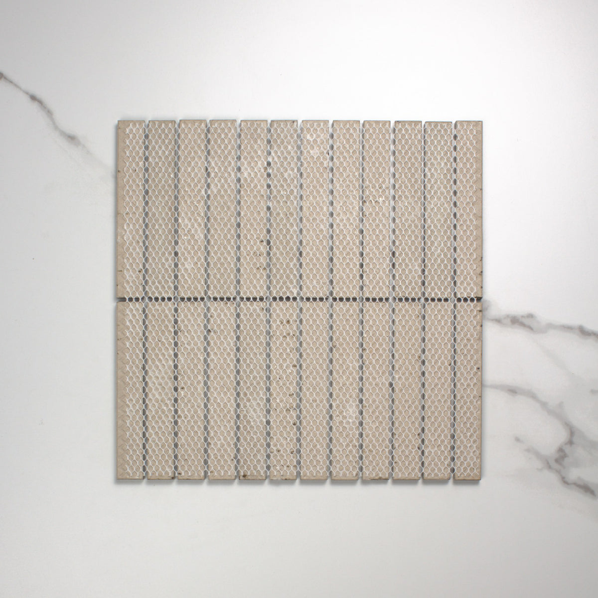 Mottled Grey Gloss KitKat Straight Bone Pattern 22x145mm top view