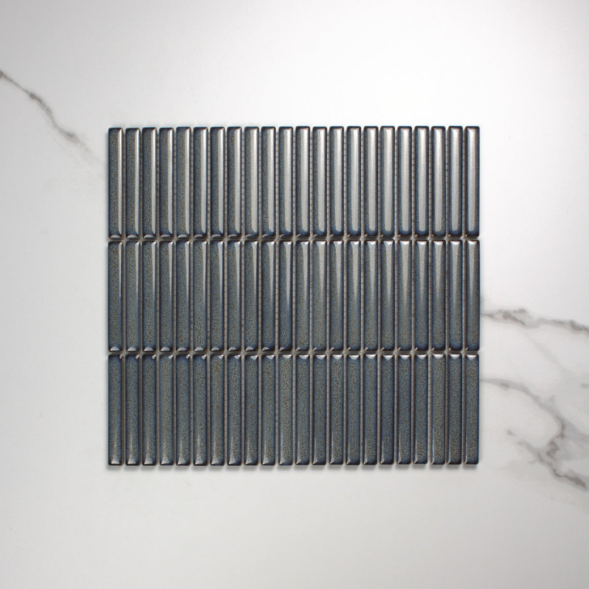 Mottled Grey Gloss Porcelain Glazed KitKat 12x92mm top view