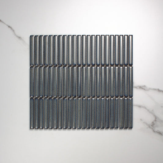 Mottled Grey Gloss Porcelain Glazed KitKat 12x92mm top view