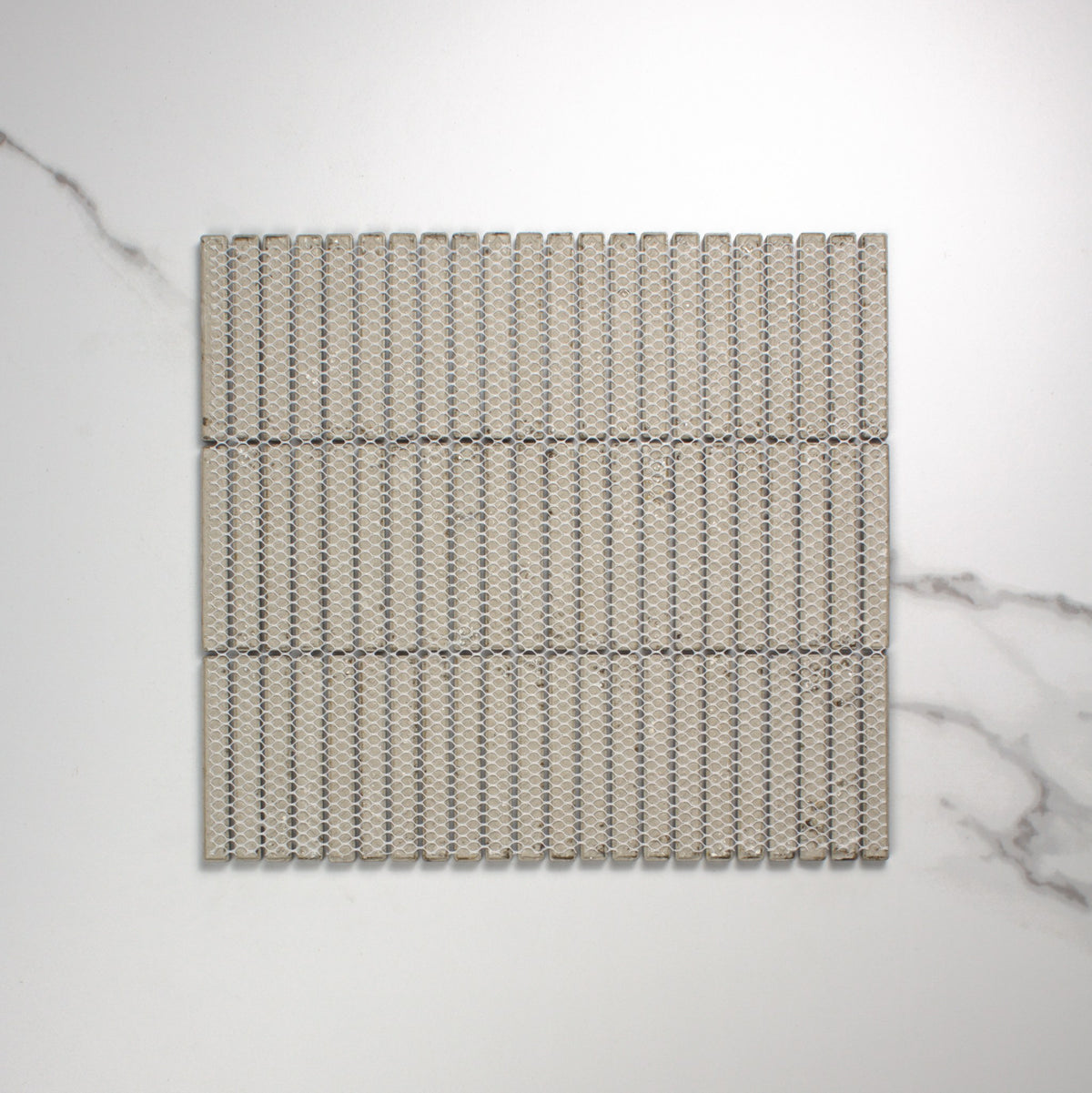 Mottled Grey Gloss Porcelain Glazed KitKat 12x92mm top view