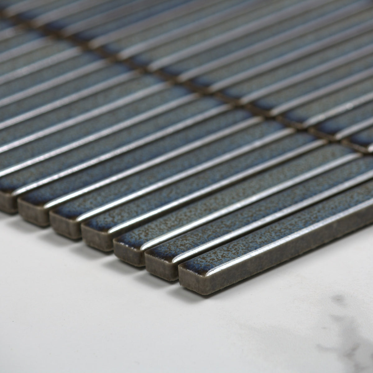 Mottled Grey Gloss Porcelain Glazed KitKat 12x92mm angle view