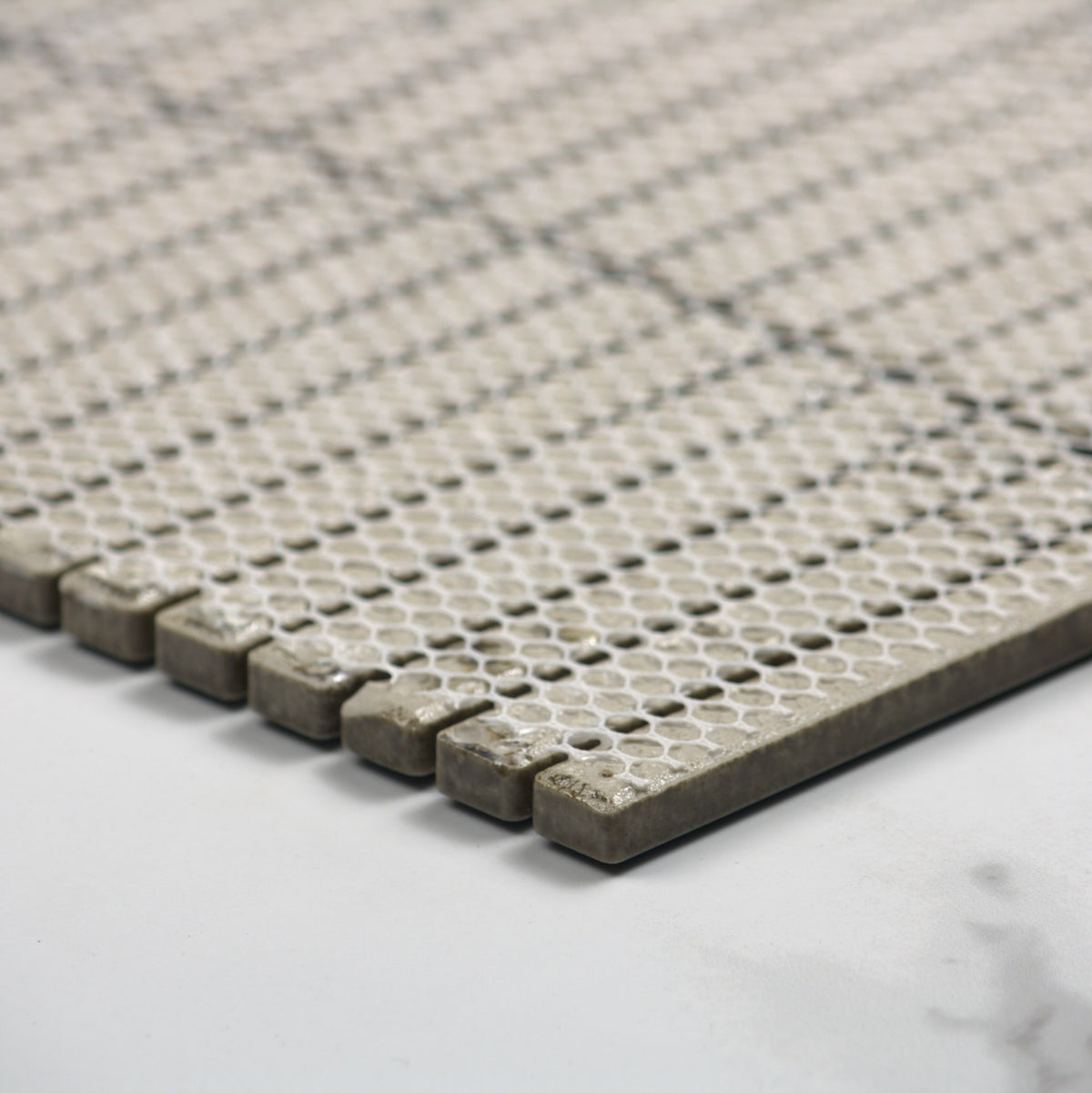 Mottled Grey Gloss Porcelain Glazed KitKat 12x92mm angle view