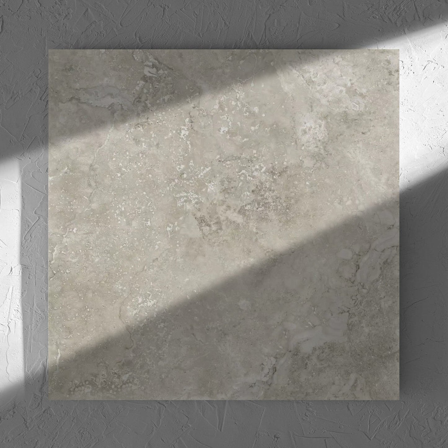 Norcia Travertine Grey 600x600mm in natural light