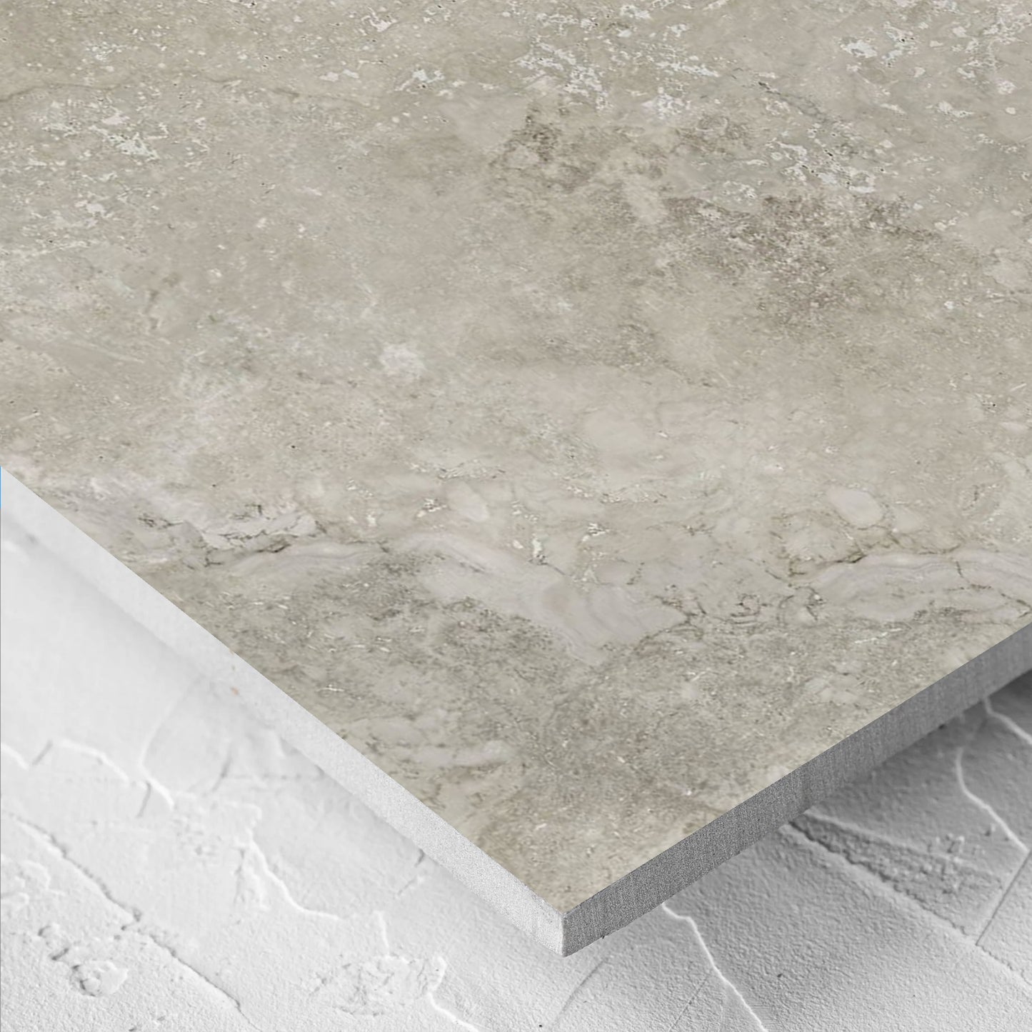 Close-up of the Norcia Travertine Grey Bamboo Feature 600x1200mm tile showing the tile surface in detail