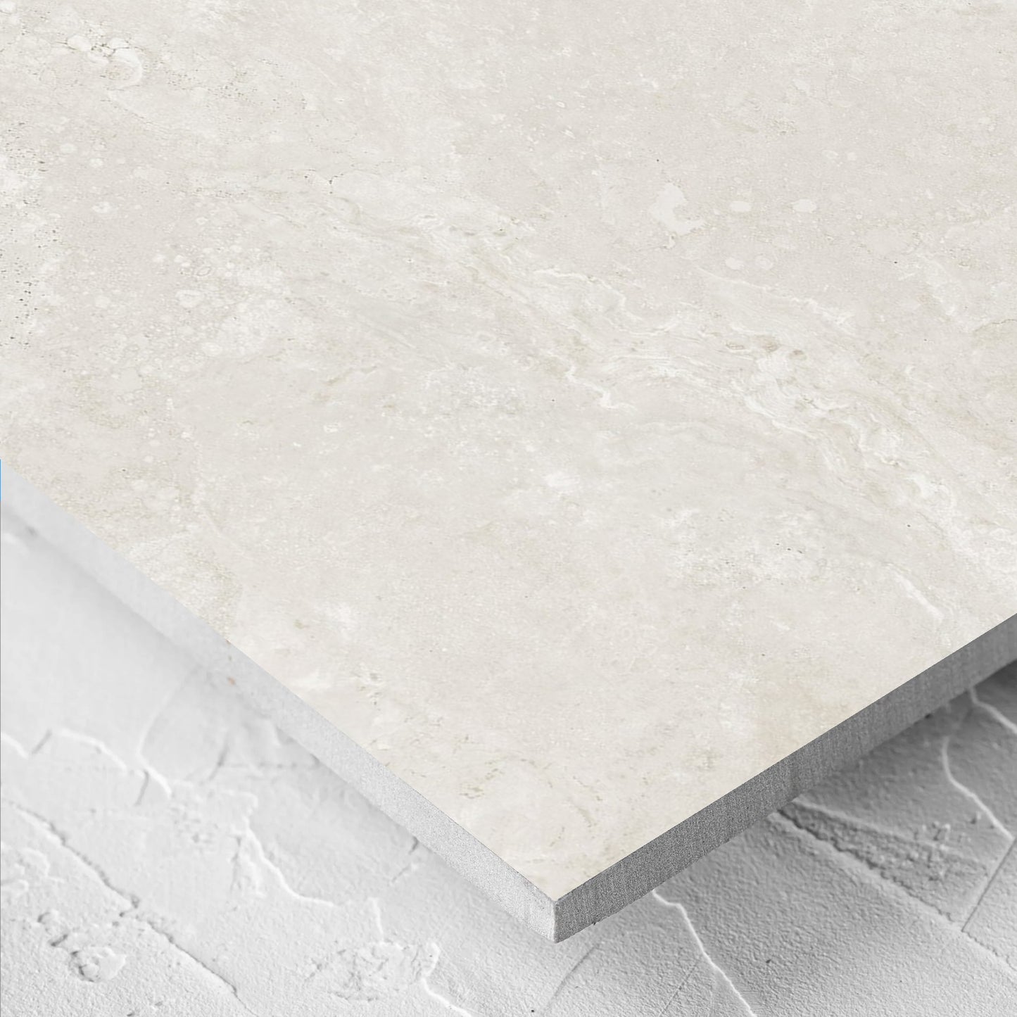 Close-up of the Norcia Travertine Light 600x1200mm tile showing the tile surface in detail