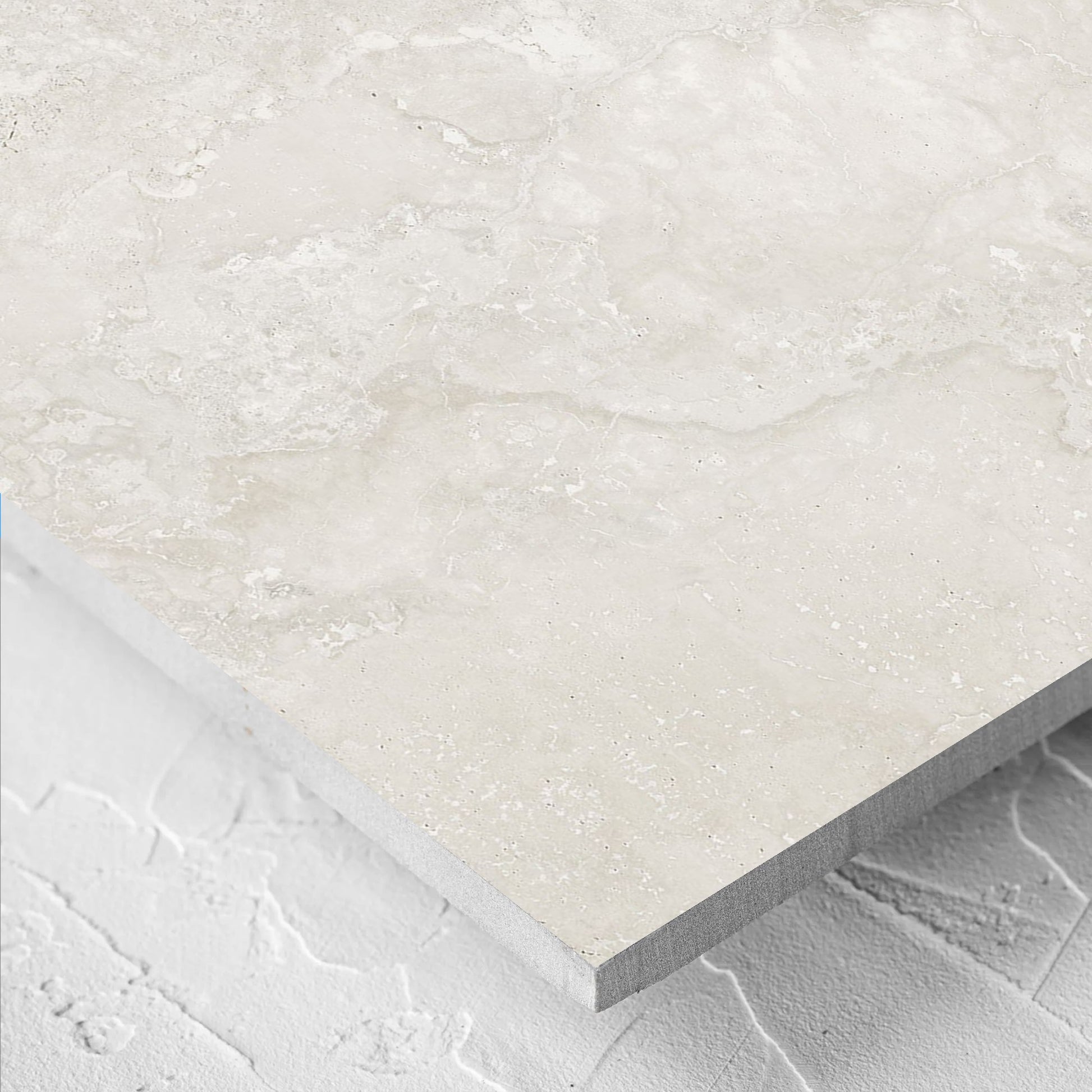 Close-up of the Norcia Travertine Light Bamboo Feature 600x1200mm tile showing the tile surface in detail