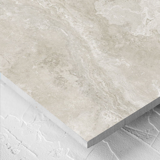 Close-up of the Norcia Travertine Silver Bamboo Feature 600x1200mm tile showing the tile surface in detail