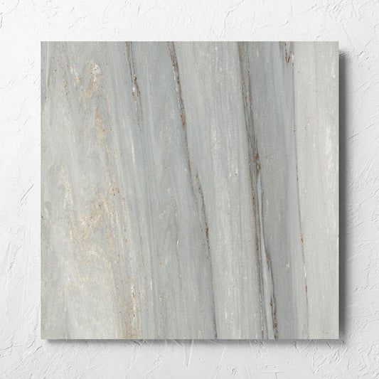 Nuovi Marmi Palissandro Matt 600x600mm tile laid flat on a white rendered wall, showing the matt surface