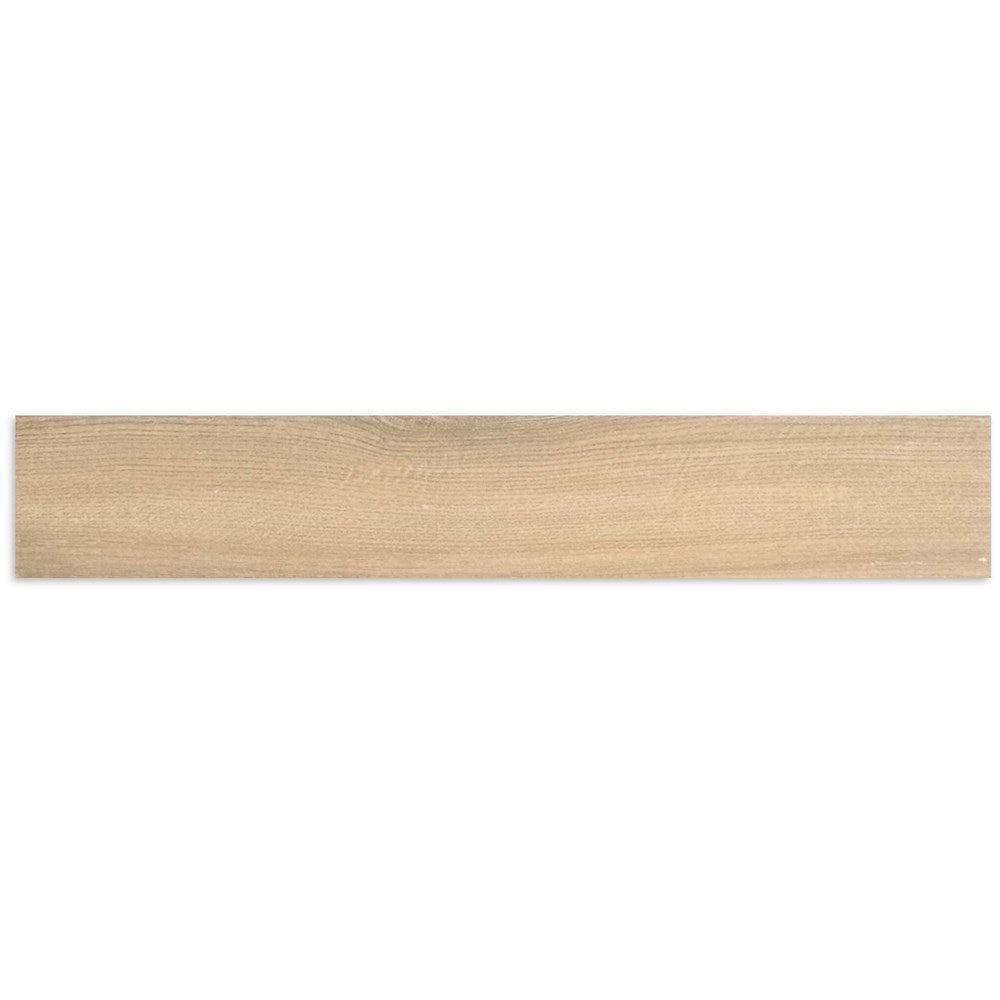 Oakland Oak 200x1200mm wood-effect porcelain tile plank showing warm beige tone and natural oak grain texture.