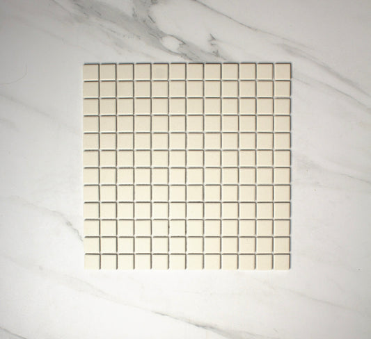 off white unglazed 23x23mm square top view