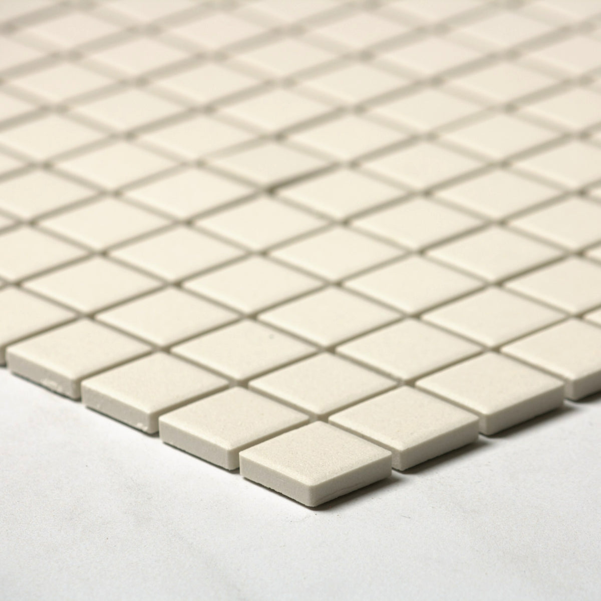 off white unglazed 23x23mm square angle view