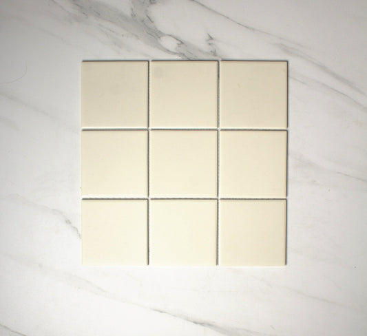 off white unglazed 97x97mm square top view